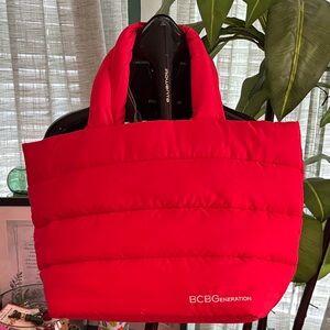 BCBGeneration Vibrant Red Puffer Tote